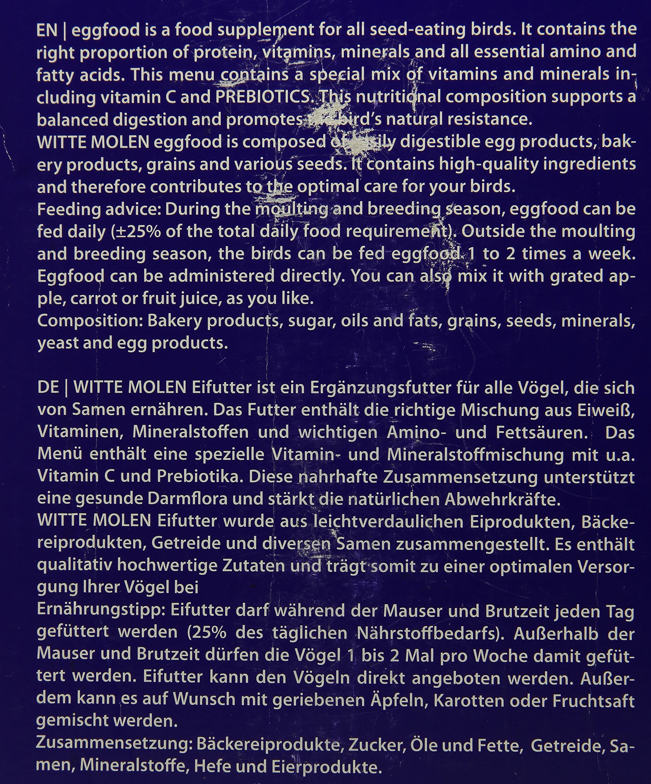 Witte Molen, Expert Pâtée aux Oeufs Original 10 kg, Fort appréciée, Contient des acides aminés ajoutés, Prête à l’Emploi, Idéale Pendant la Reproduction, Une Croissance optimale et à Un Beau Plumage