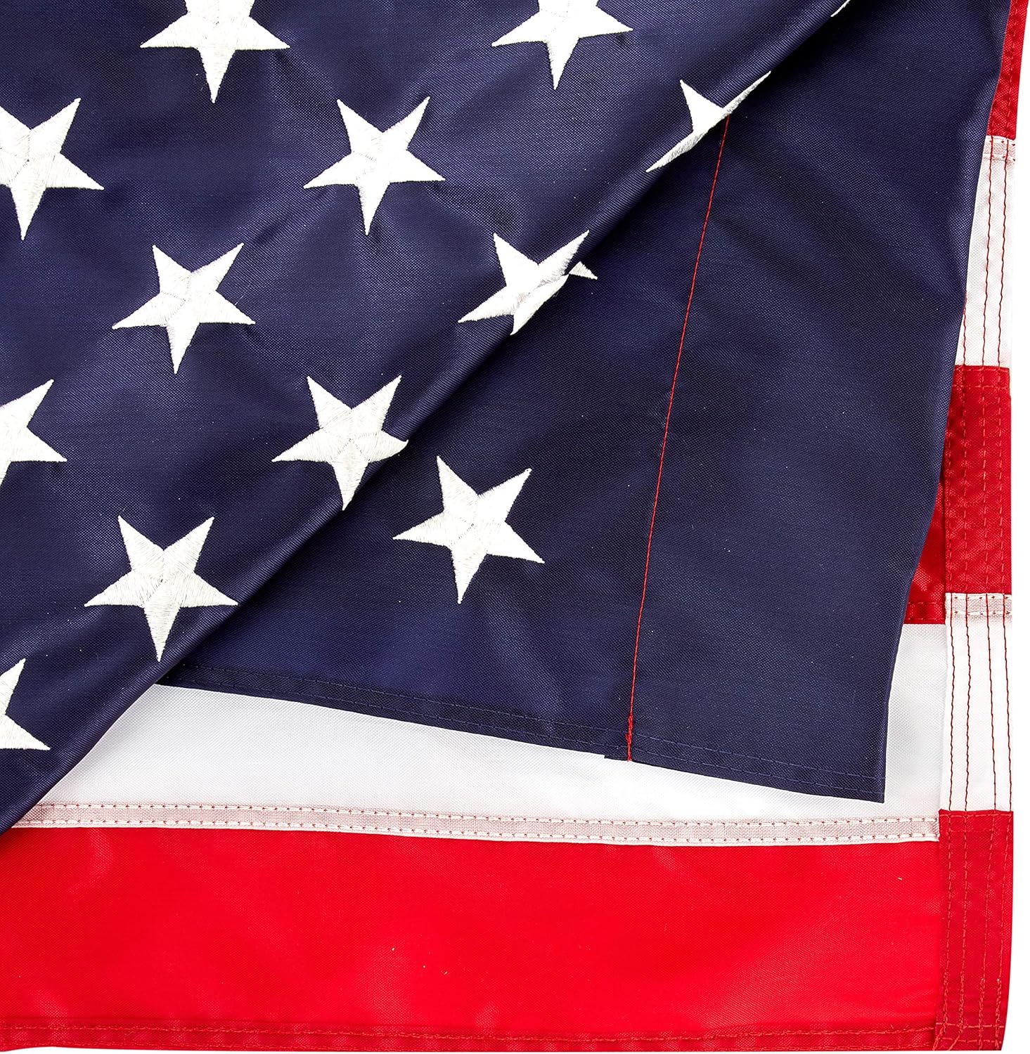 American Flag (Pole Sleeve) - 100% Made In USA - Strong Like Americans Made By Americans: Embroidered Stars - Sewn Stripes - Outdoor Flag (Pole NOT Included) (3 by 5 Foot)