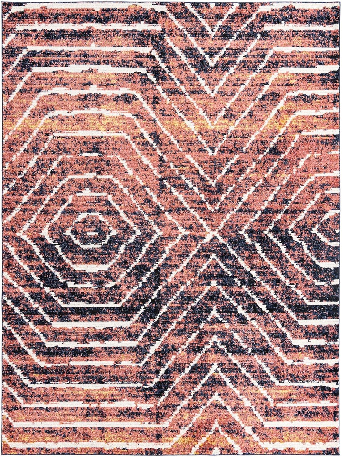 Rugs.com Tagine Collection Rug – 10' x 13' Rust Orange Medium-Pile Rug Perfect for Living Rooms, Kitchens, Entryways
