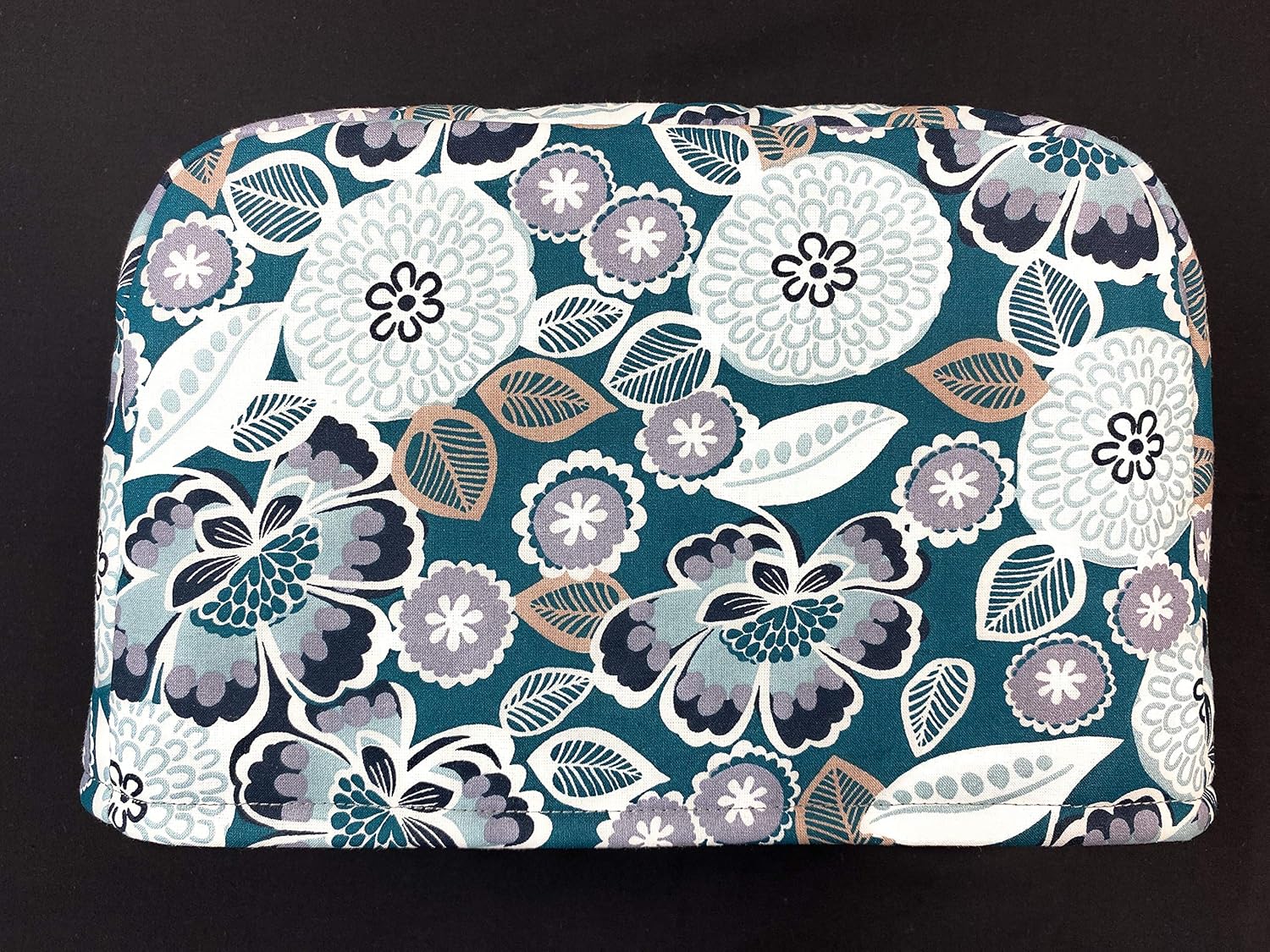 2 Slice Slots - Teal Gray Grey White Flowers Floral Reversible Toaster Kitchen Appliance Dust Cover Cozy 11.5(l) x 7.5(h) x 5.5(w)