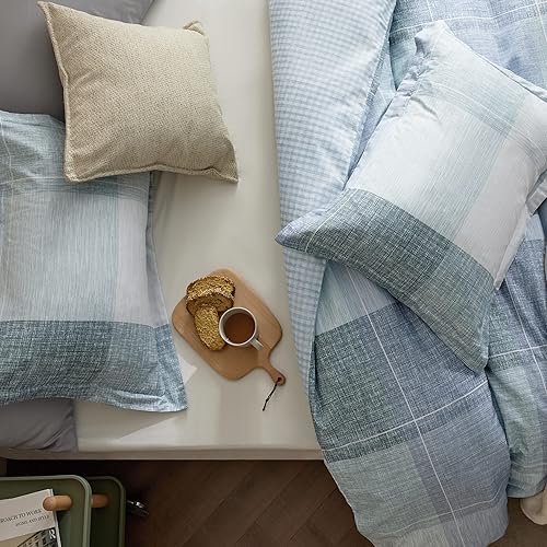 Miniatura 8 de Bedsure Funda de edredón tamaño individual para niños, juego de funda de edredón reversible a cuadros de búfalo, 2 piezas con cierre de cremallera y