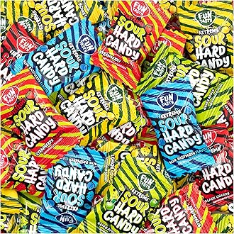Funtasty Sour Hard Candy Mix - 2 Pound Bulk Pack (About 300 Count) - Assorted Fruit Flavors - Strawberry, Blue Raspberry, Black Cherry, Lemon, Green Apple