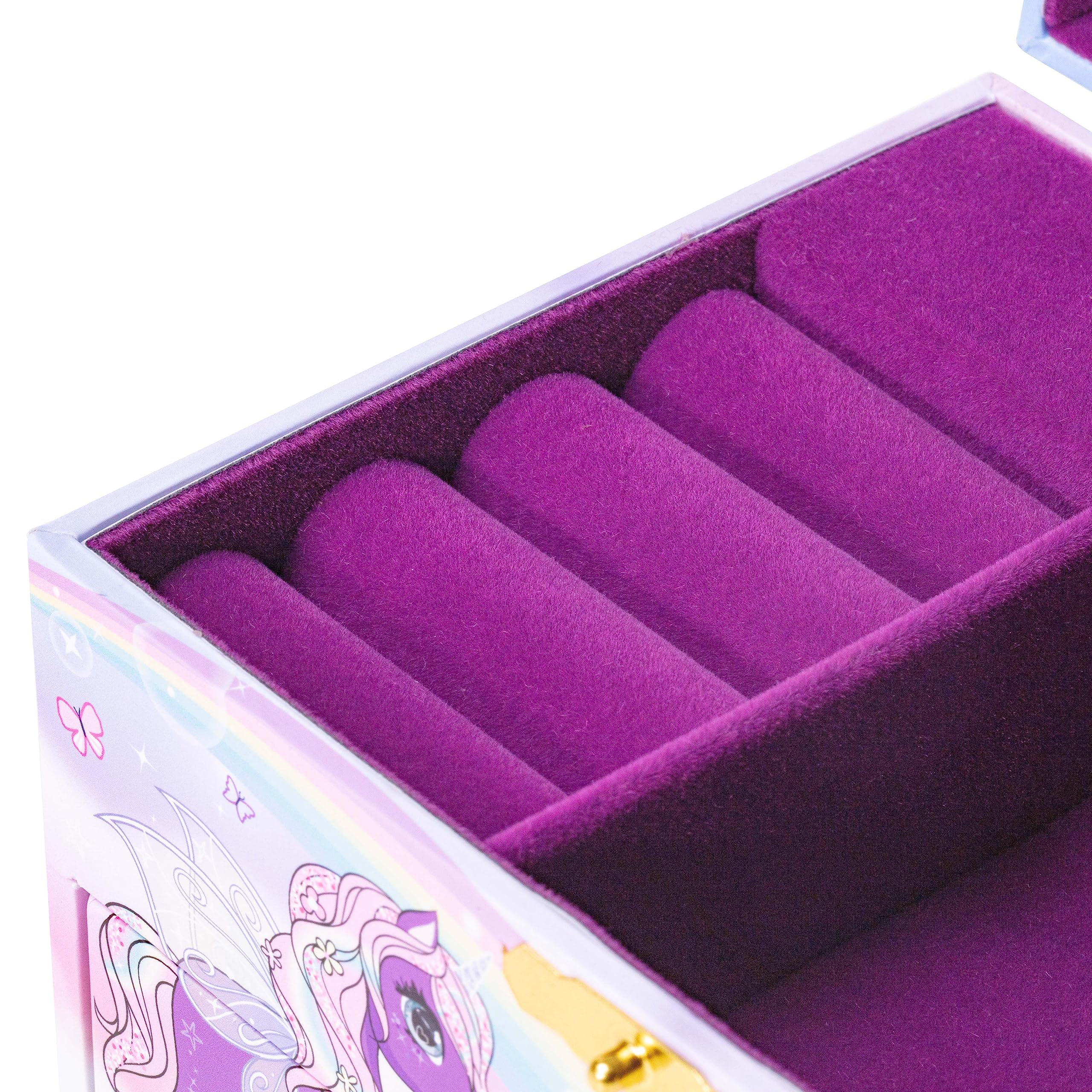 CRAZE Joyero Musical Niña, Modelo Unicornio, Caja de Música con Cajón Extraíble, Interior Aterciopelado, Espejo y Unicornio Giratorio - 2