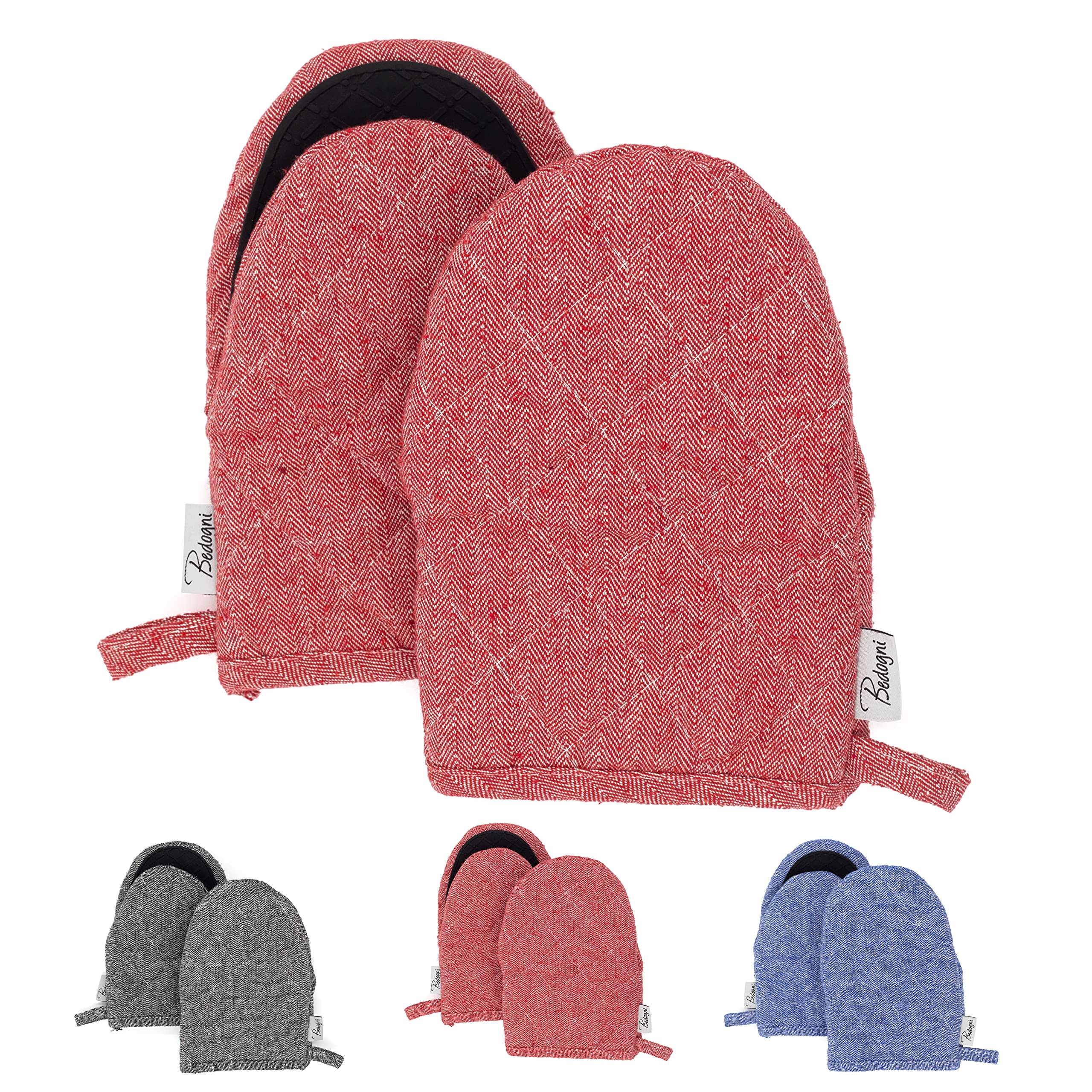 Guanti da Forno e Barbecue in Spesso Cotone con Prese in Silicone Anticalore,Guanti da Cucina per Cucinare - Appendibili - Regalo donna - Regalo uomo