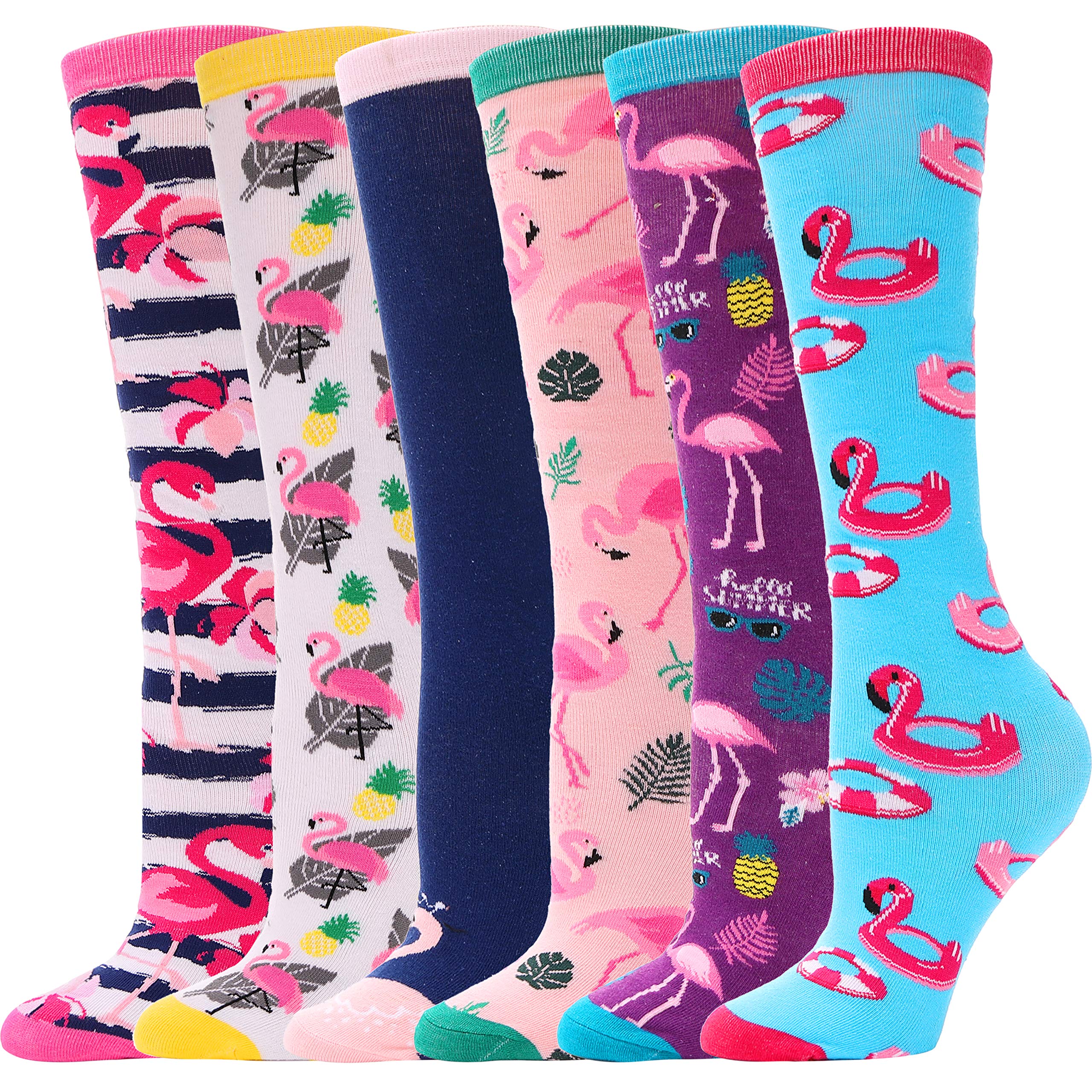 MOGGEI 6 Pairs Kids Girls Knee High Socks Gift Long Crazy Silly Tall Funny Boot Cute Animal Child Fun Socks