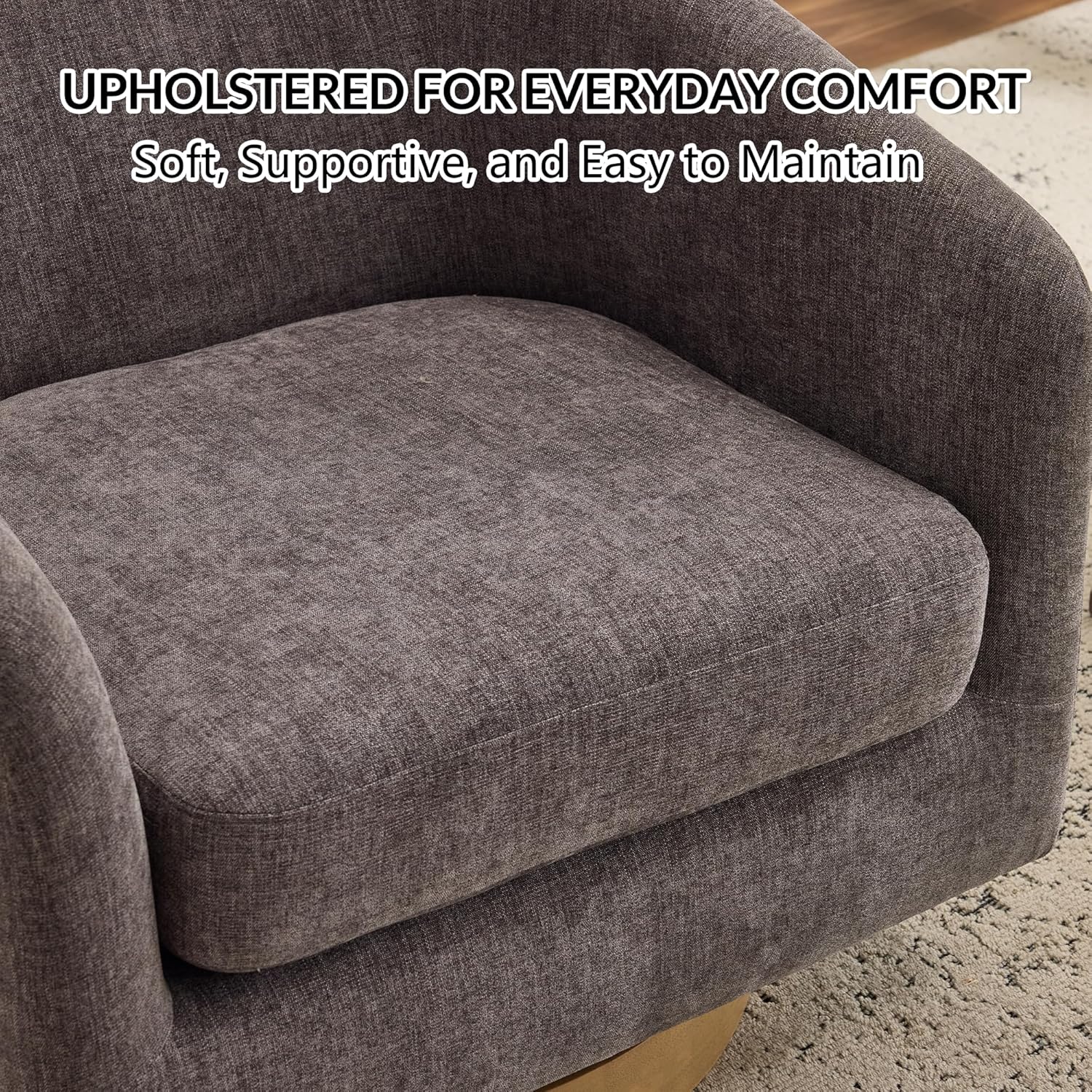 AEDI Clearance Swivel Accent Chair, Fabric Barrel Chair for Living Room, Gray