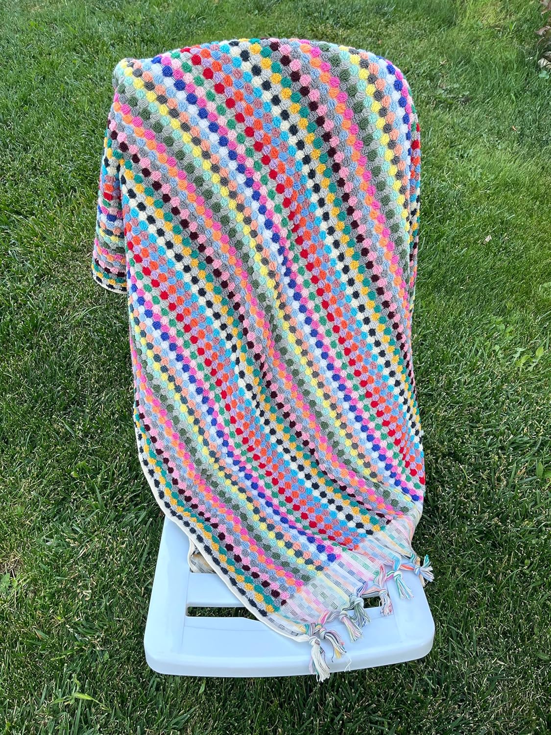 Rainbow Bath Towel Soft Cotton Beach Towel - Multicolor Thick Absorbent Turkish Towel -Colorful Hand Loomed Organic Terry Towel (Rainbow)