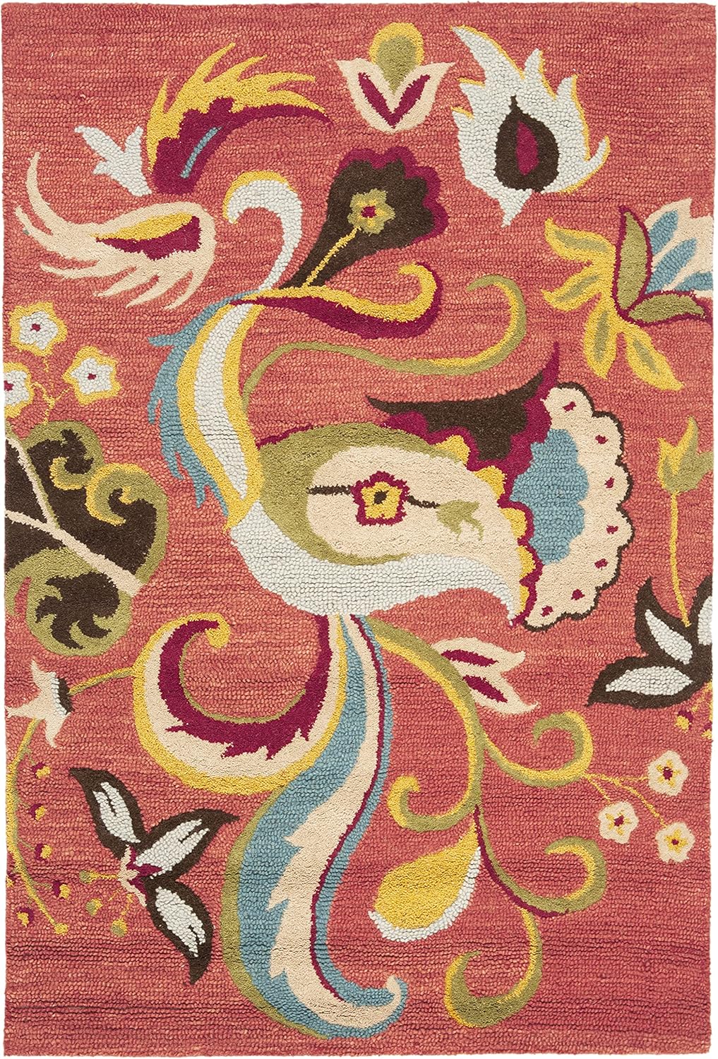 Handmade Red Floral Wool 4' x 6' Tufted Rug