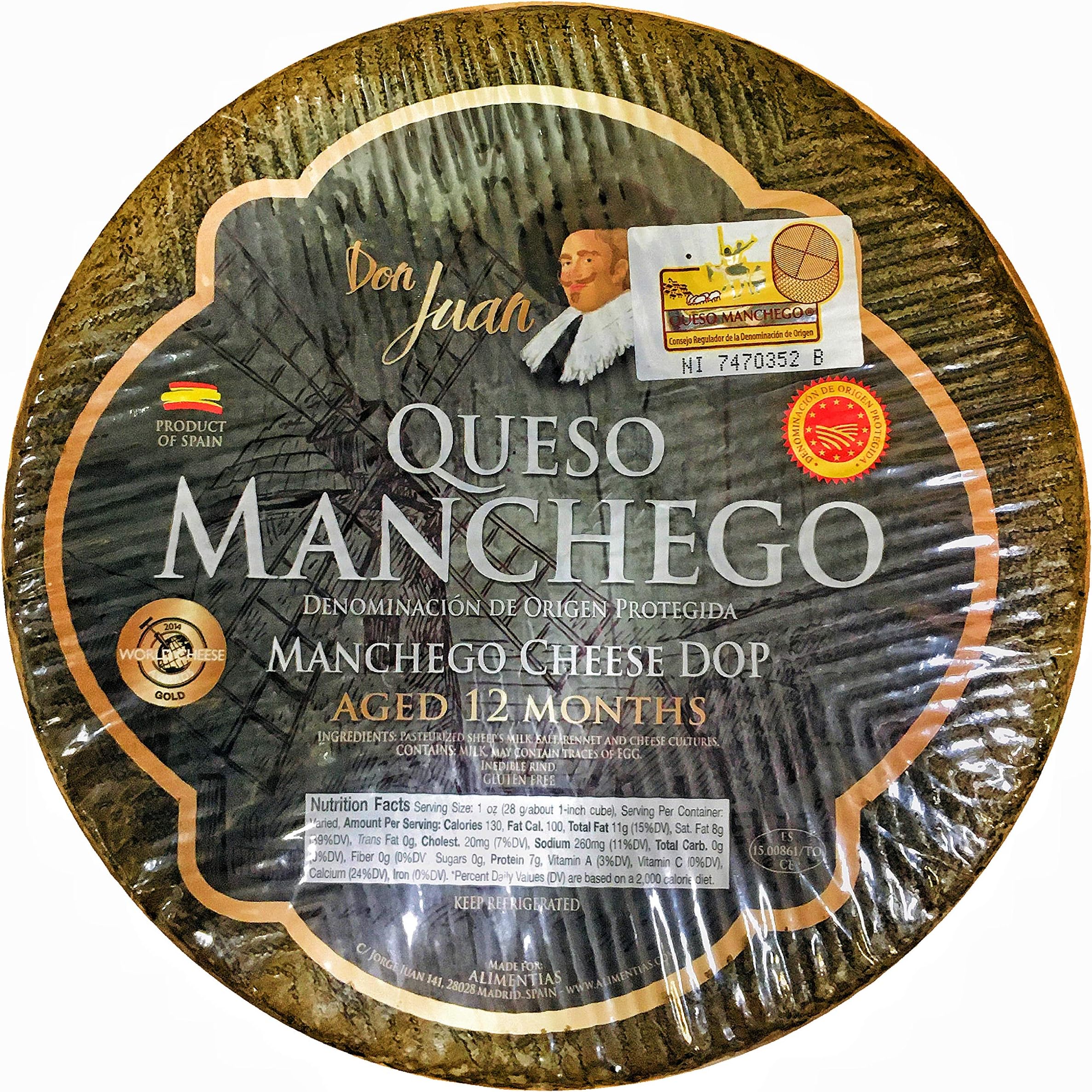 Don Juan Manchego Wheel cheese Aged 12 months ~ 6.5lb to 6.8lb