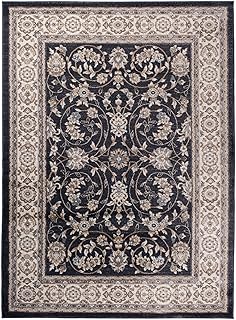 Carpeto Rugs Traditioneller Klassischer Teppich für Ihre Wohnzimmer - Anthrazit Schwarz Creme - Perser Orientalisches Antik Ziegler Ornamente Top Qualität Pflegeleicht AYLA 180 x 250 cm Groß
