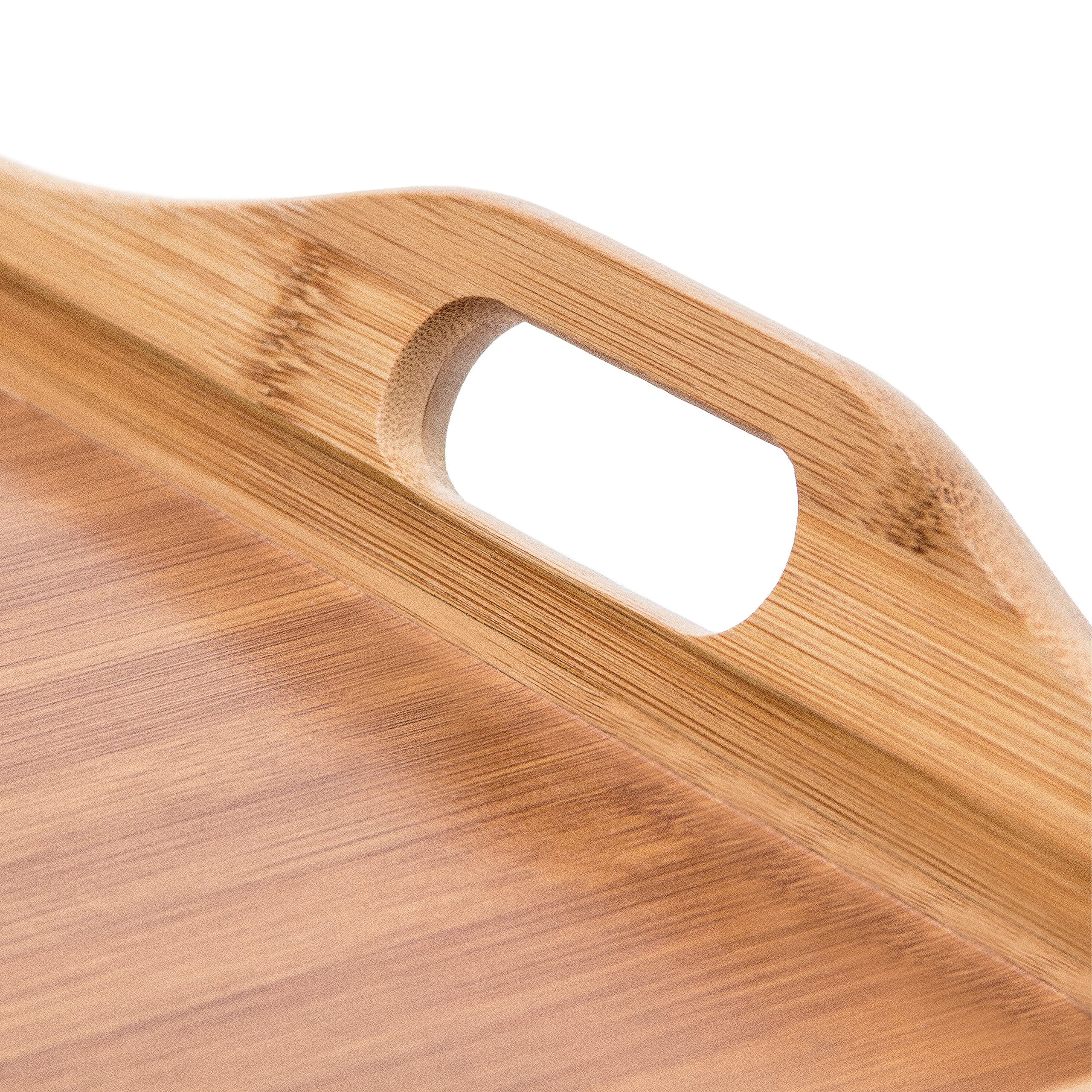 Relaxdays Tablette de Lit Pliable en Lot de 2, en Bambou H x l x P: 25 x 52 x 33 cm avec poignées Transport, Nature