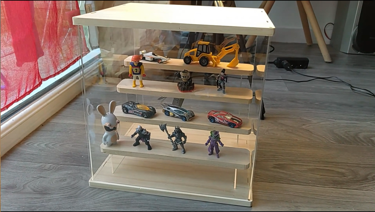 Joody vitrina de acrílico, cajas de plexiglás de 2 niveles, vitrina de mostrador con puerta para figura pop, juguetes de colección, organizador de almacenamiento de escaparate a prueba de polvo