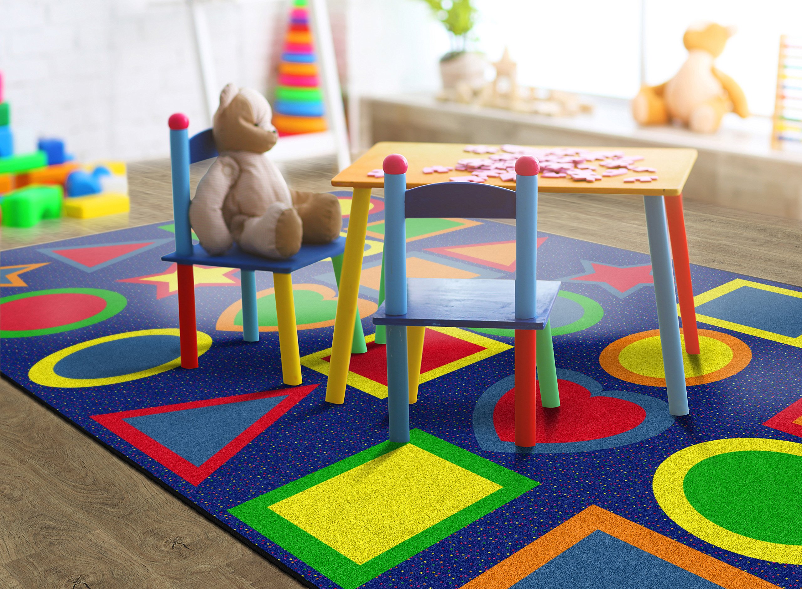 Flagship Carpets All Kinds of Shapes Primary Children's Seating Rug for Classroom, Home Learning Area Rug, Kids Room and Playroom Carpet, (Seats 24),7'6
