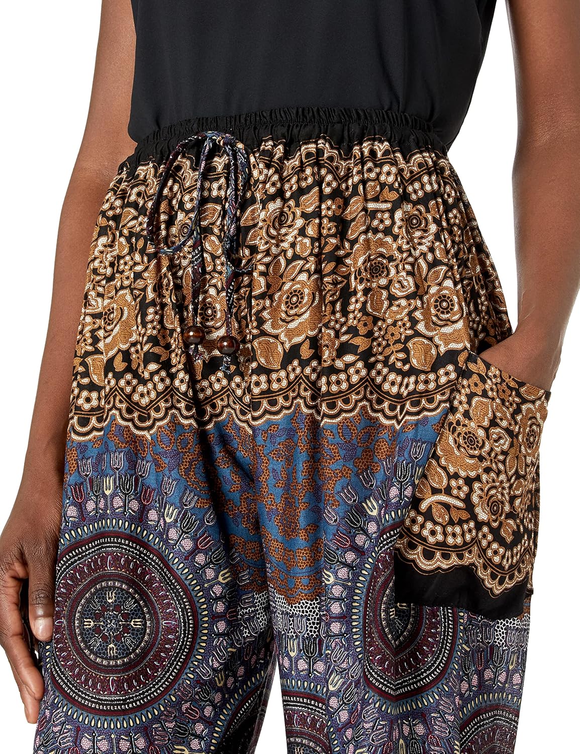 Lannaclothesdesign Women's Boho Drawstring Smocked Waist Rayon Harem Yoga Pants - Image 4