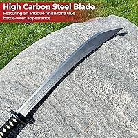 Vista 6 de MedievalDepot Naginata guerrero samurái japonés (53 pulgadas, acero de alto carbono, funda de cuero negro)