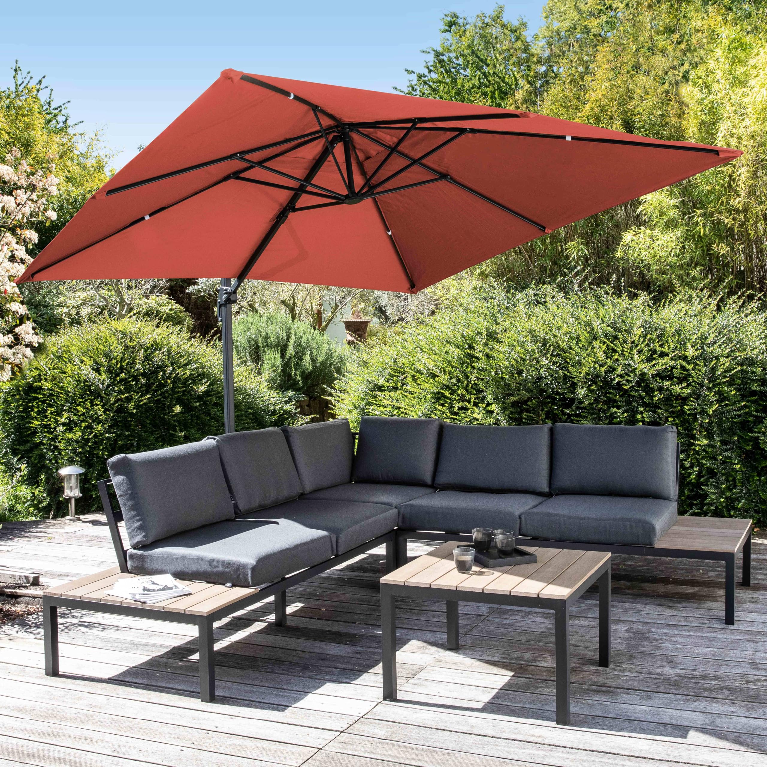 Oviala Toile pour Parasol déporté 3x3m Terracotta