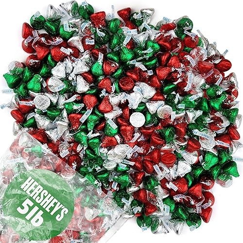 Kisses Christmas - Caramelo de chocolate de Navidad de 5 libras 5 libras Hersheys Kisses de 5 libras Caramelos a granel envueltos individualmente