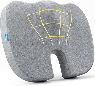 ComfyHug Memory Foam Coccyx Seat Cushion – Orthopedic Chair Pad for Tailbone, Sciatica &amp; Back Pain Relief | Ideal for Offi...