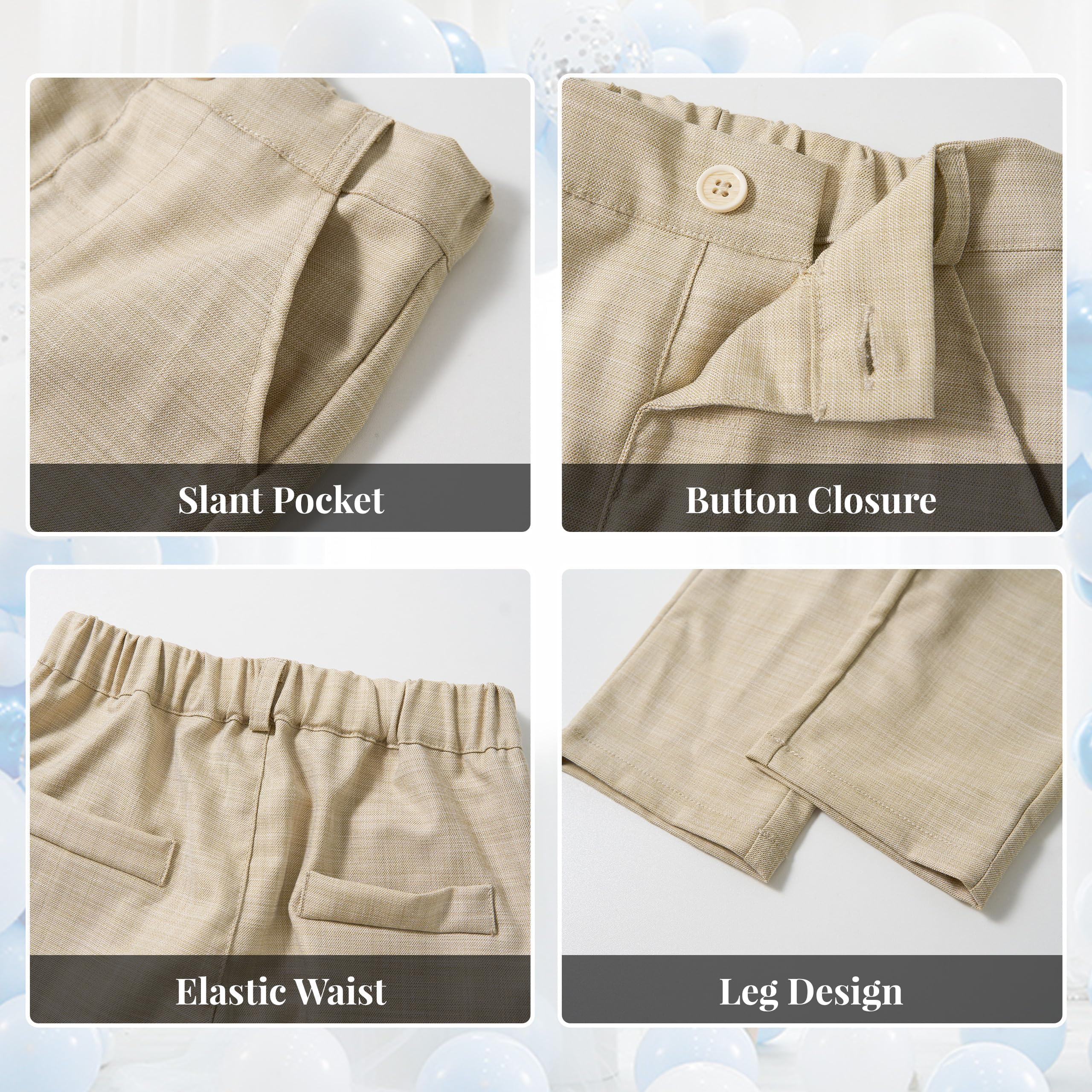 Volunboy Ensemble Costume Bébé Garçon, Cérémonie Formel Mariage 4 Pièces Gilet Chemise Pantalon avec Noeud Papillon