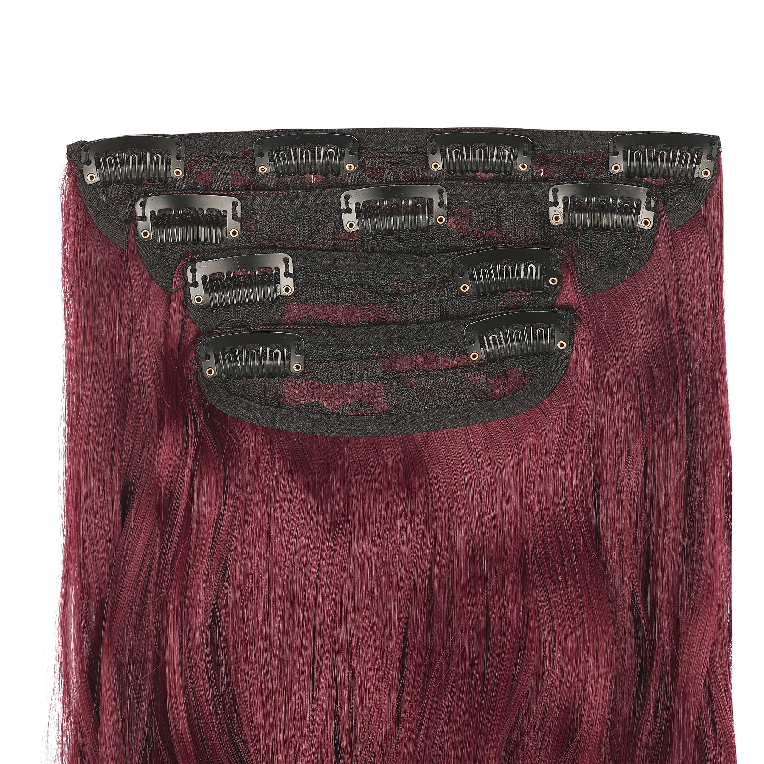- 24” CURLY WINE RED 280 GRAMS  4 PEICE CLIP INS NWT Amazon.com : Meepo Wine red Curly Clip In Hair Extension For  main image 2