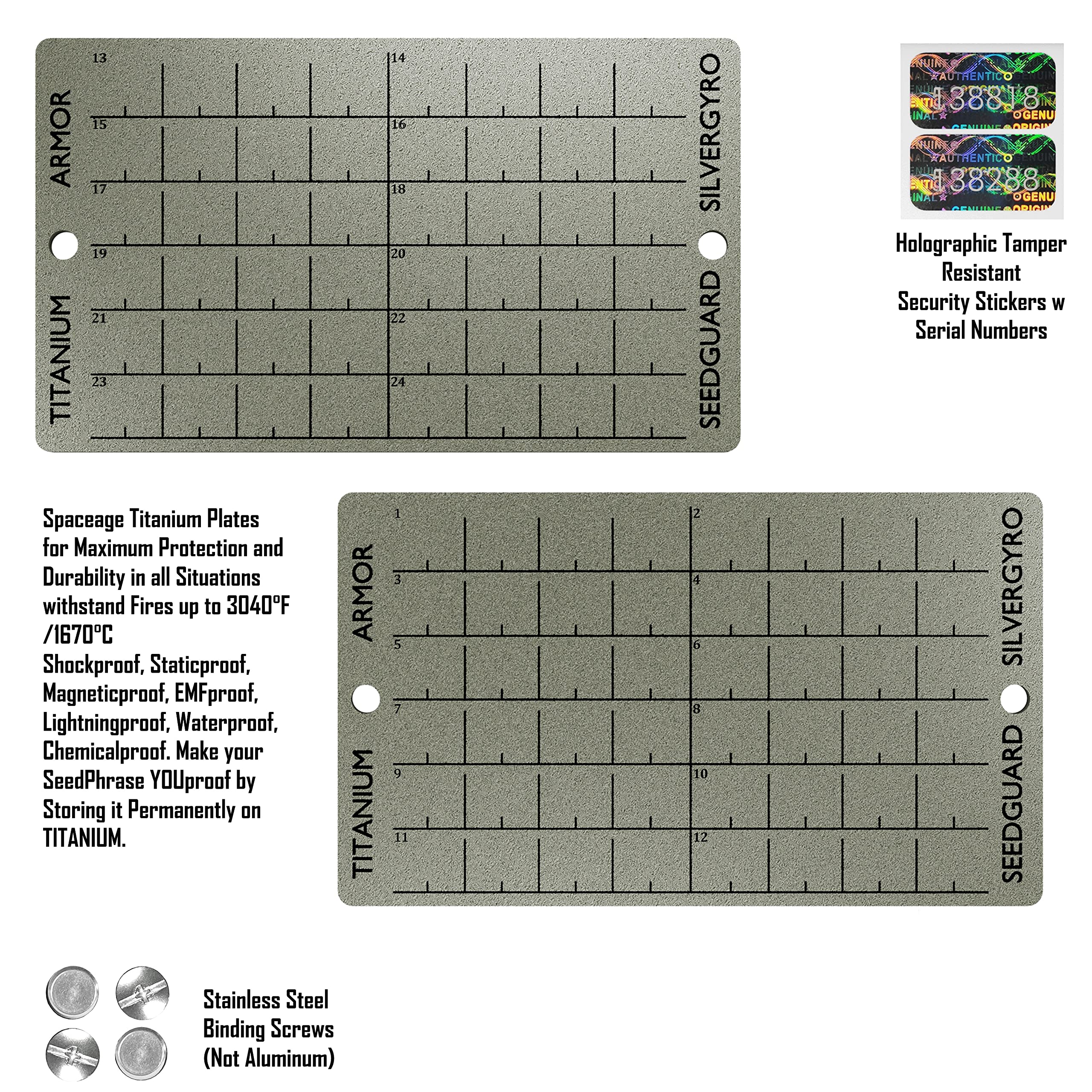 Amazon.com: Titanio Armor Crypto Seed Storage Wallet Metal Punch Grabado Placa  de titanio para Frase Mnemonic Seed Backup Compatible con Ledger Nano X,  Ledger S, Trezor, SafePal, All BIP39 Hardware Crypto Wallet :