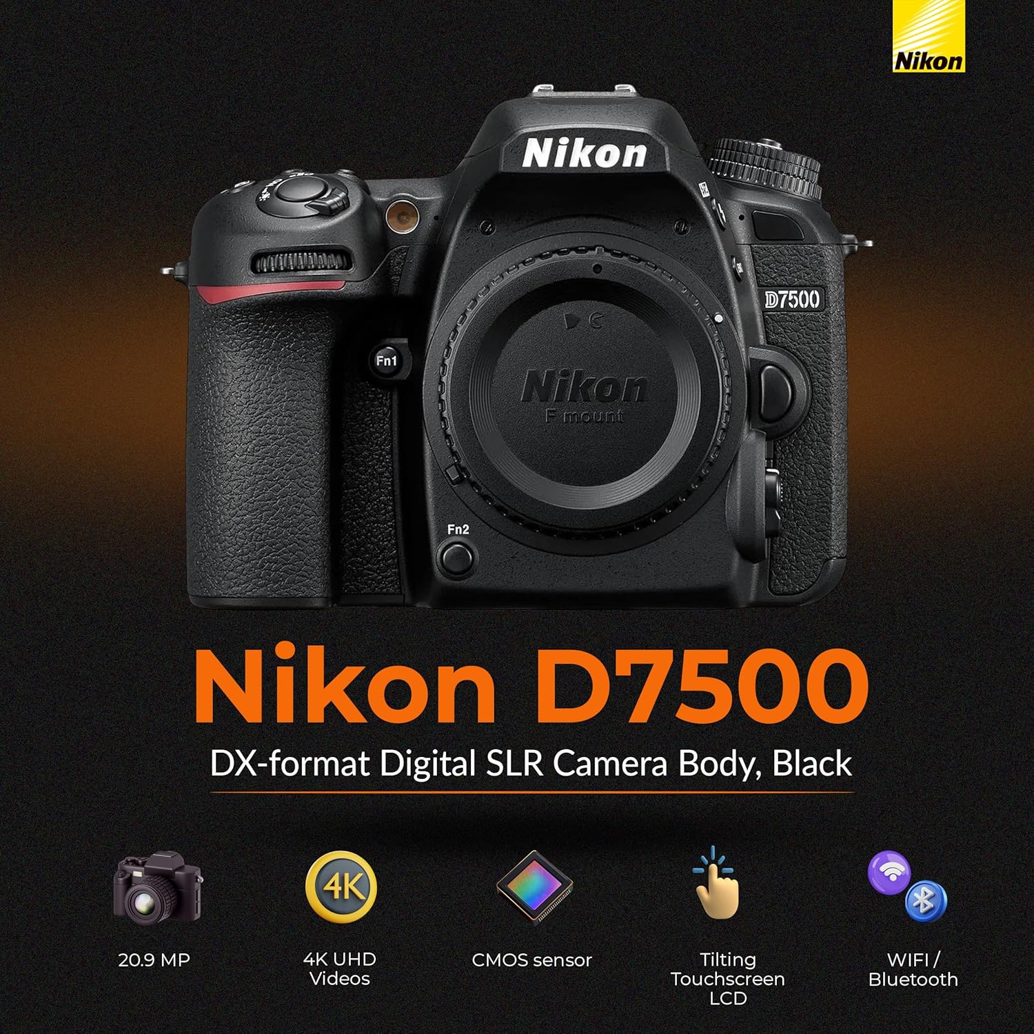 Nikon D7500 DX-Format DSLR Camera with AF-S DX NIKKOR 18-140mm f/3.5-5.6G ED VR Lens, Bundle with 32GB Memory Card, Bag, Filter Kit