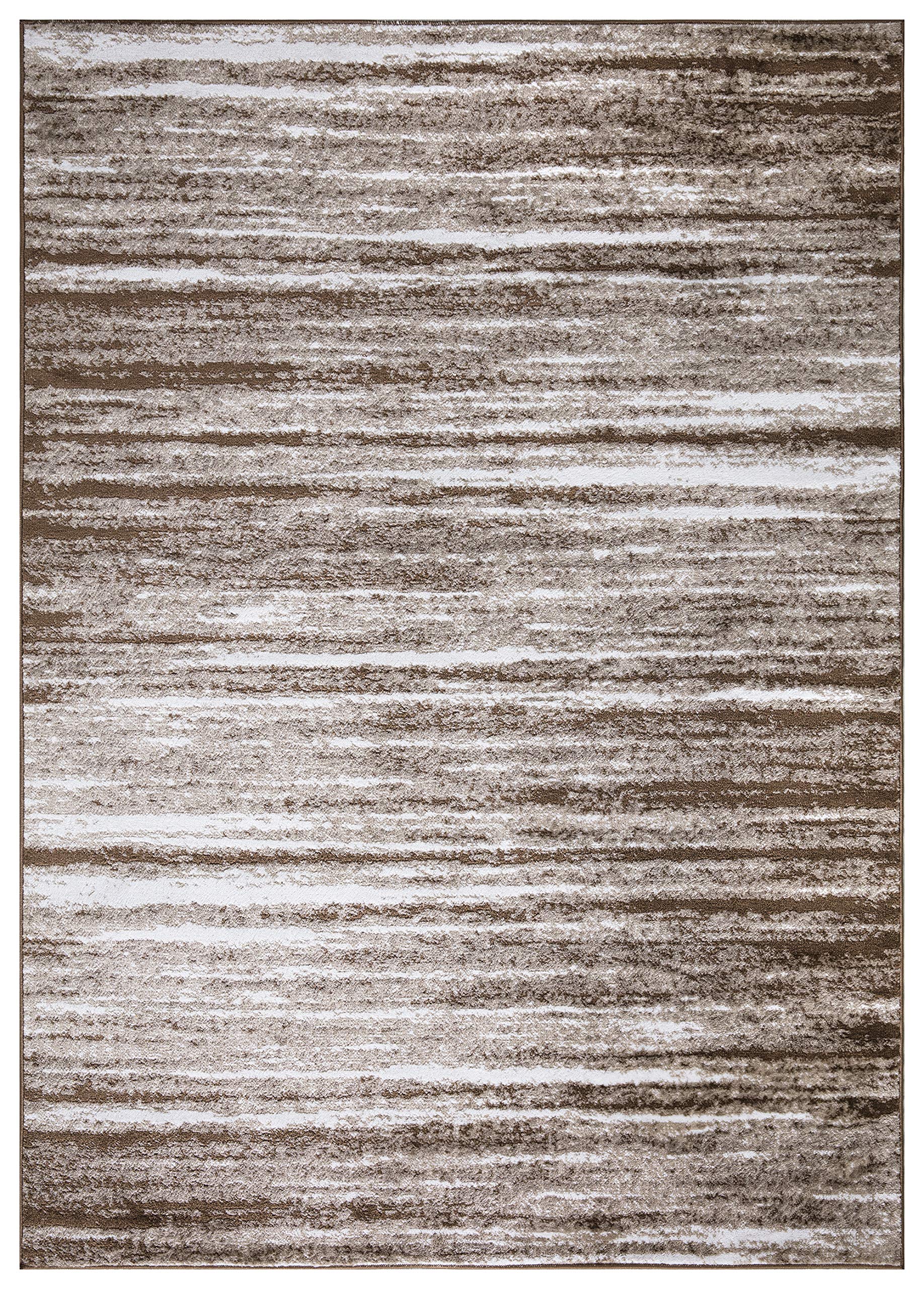 Home Looks Brown Rugs for Living Room 160 x 230 Rectangular Indoor Rugs for Bedroom Abstract Modern Carpet - Area Rugs Low Pile Minimal Maintenance Soft and Comfortable