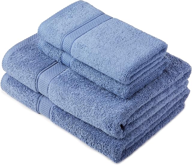 Pinzon by Amazon - Egyptian Cotton Towel Set, 2 Bath and 2 Hand Towels - Wedgewood, 600gsm