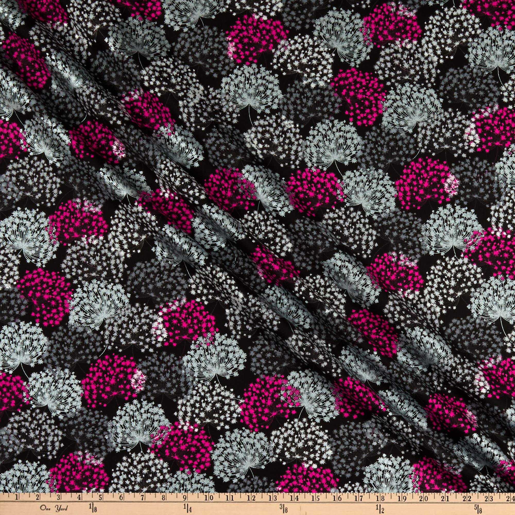 Kanvas Midnight Pearl Midnight Wild Flower Black Quilt Fabric By The Yard