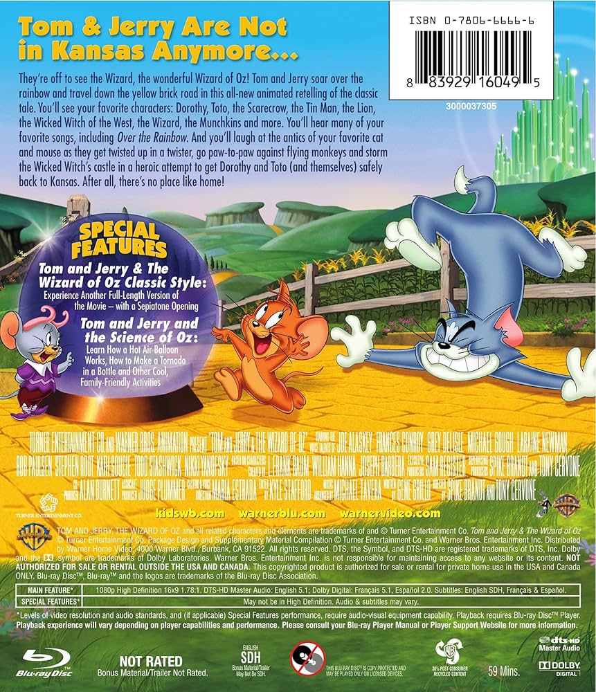 ☆TOM☆ ßź DVD Blu-ray Amazon.com: Tom and Jerry & The Wizard of Oz [Blu-ray