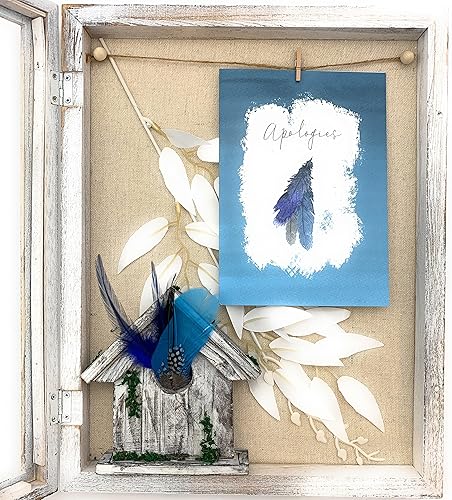Miniatura 6 de Smiling Wisdom - Tarjeta de felicitación de disculpas y plumas que simbolizan disculpas y perdón - Hombres Mujeres Pareja Familia - Pluma azul en