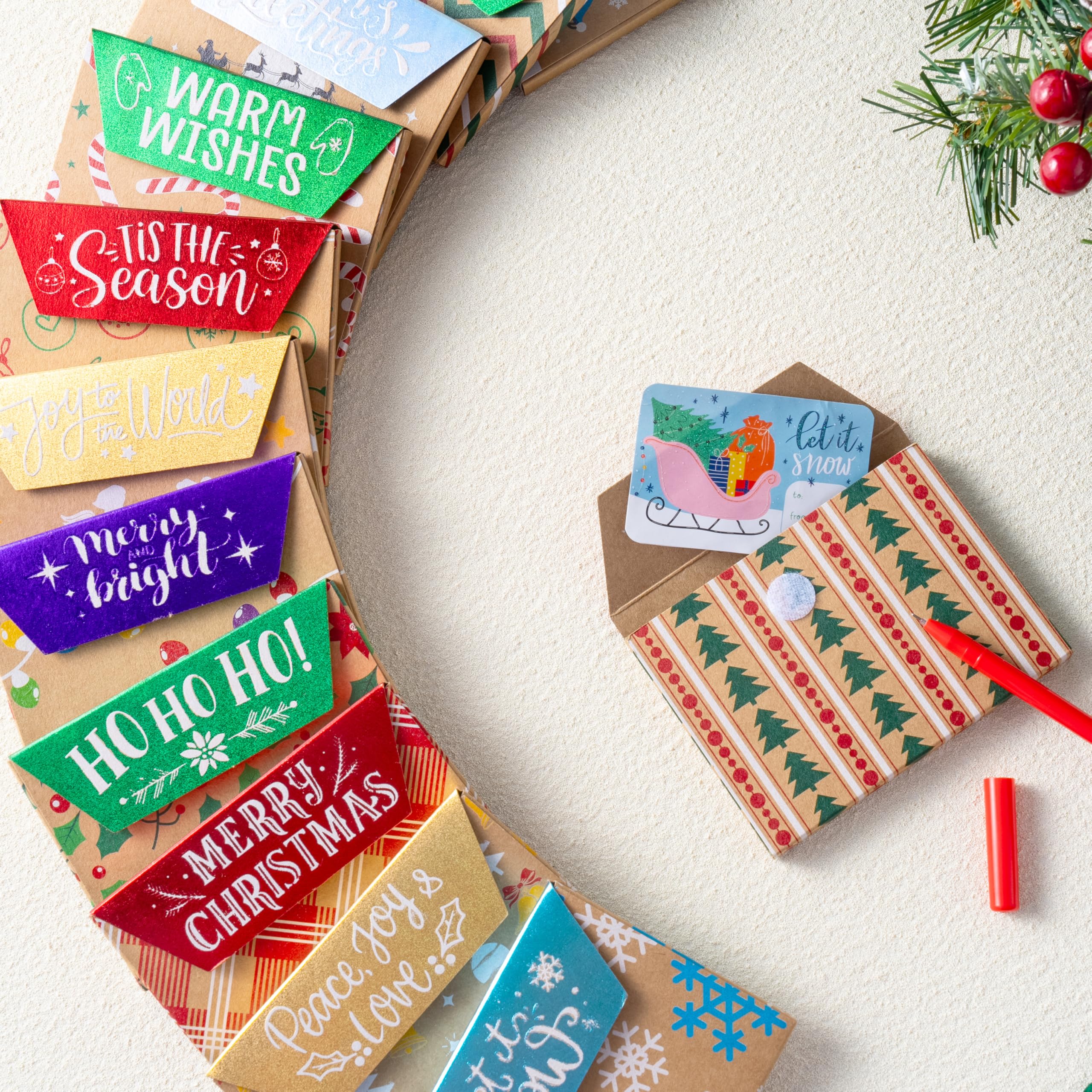 JOYIN Geschenkkarten-Box aus Folie, Kraftpapier, Weihnachtsmuster, Umschlag, Karten-Boxen für Urlaub, Party, Geldhalter, Geschenkboxen, Weihnachtsgeschenk, extra speziell, 12 Stück