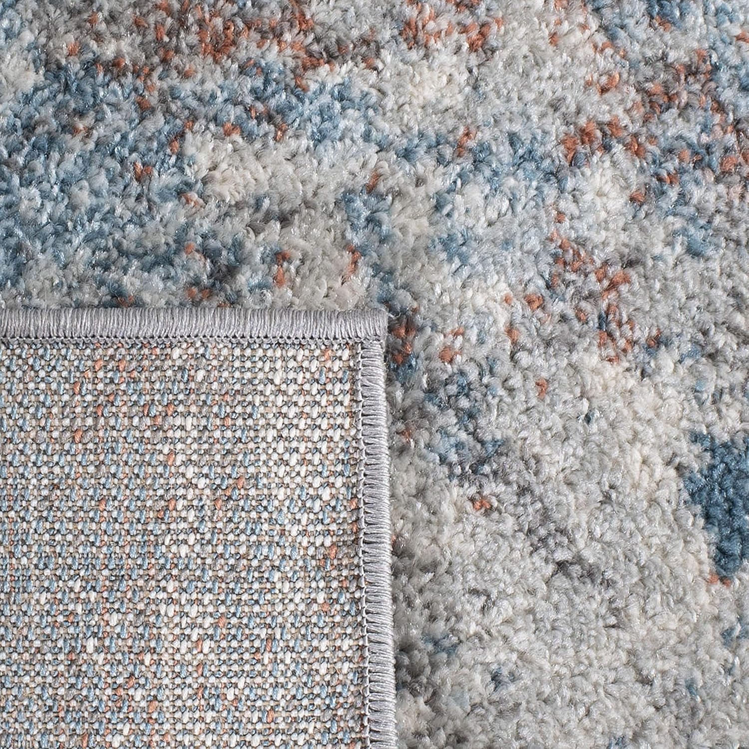SAFAVIEH Area Rug 9x12 - Tulum Collection - Large - Ivory & Blue, Modern Abstract Design, Non-Shedding & Easy to Clean, Ideal for Living Room, Bedroom, Dining Space (TUL210A)