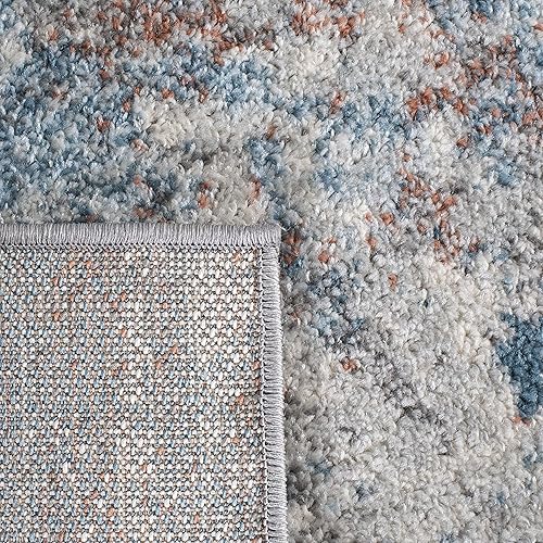 Miniatura 7 de SAFAVIEH Tulum Collection - Alfombra de área de 5.3 x 7.6 pies, color marfil y azul, diseño abstracto moderno, no desprende pelusa y de fácil