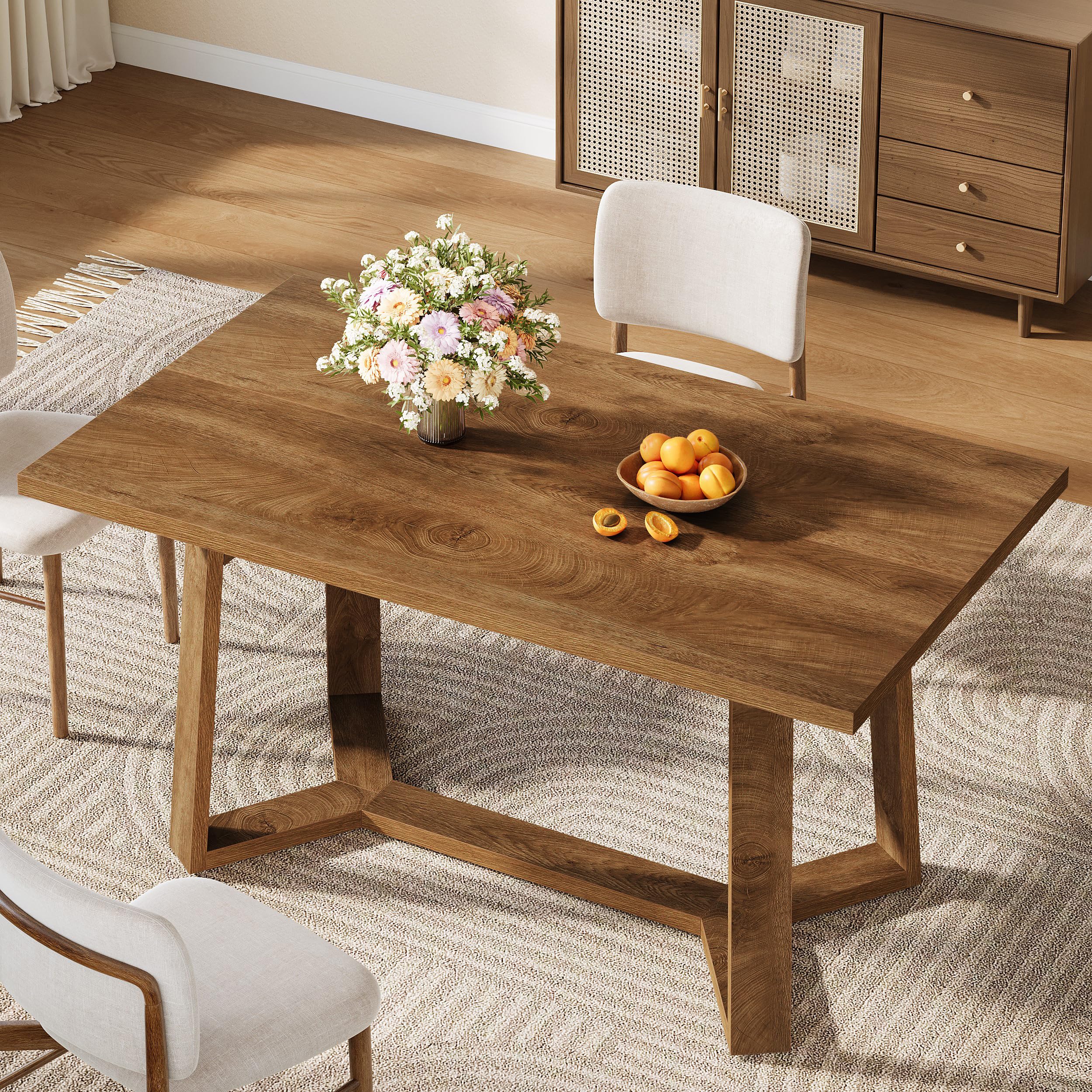 Tribesigns Mesa de comedor para 4-6 personas, 120 x 80 cm, moderna mesa de comedor de MDF con aspecto macizo, mesa de cocina rectangular - crea un ambiente acogedor