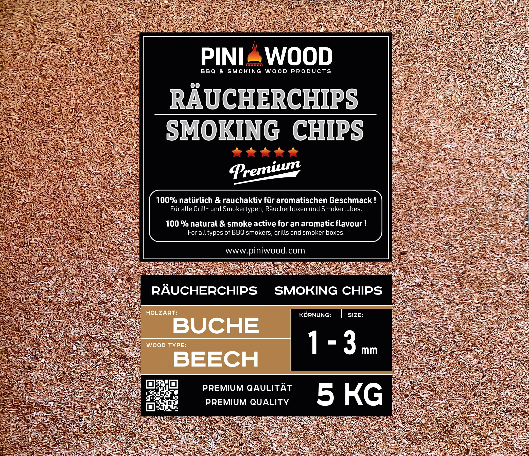 PINI 5 kg wiórów wędzarniczych buk 1-3 mm smoking dust wióry wędzarnicze 18 litrów