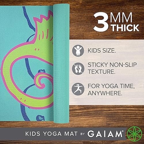 Miniatura 2 de Gaiam Tapete de Yoga para Niños, Tapete de Ejercicio, Yoga para Niños con Estampados Divertidos - Tiempo de Juego para Bebés, Niños Pequeños Activos