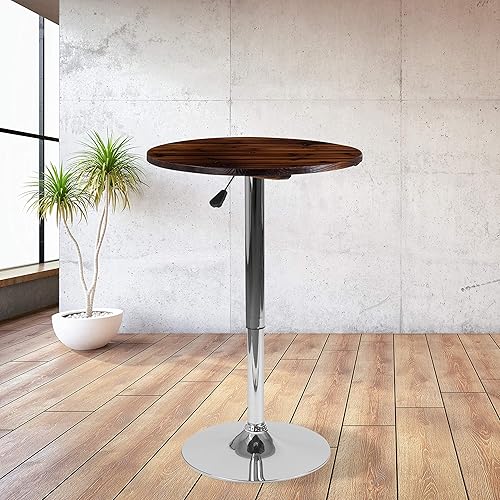 Miniatura 2 de Flash Furniture Mesa redonda de madera de pino rústica de altura ajustable de 23.5 pulgadas (rango ajustable de 26.25 a 35.5 pulgadas)