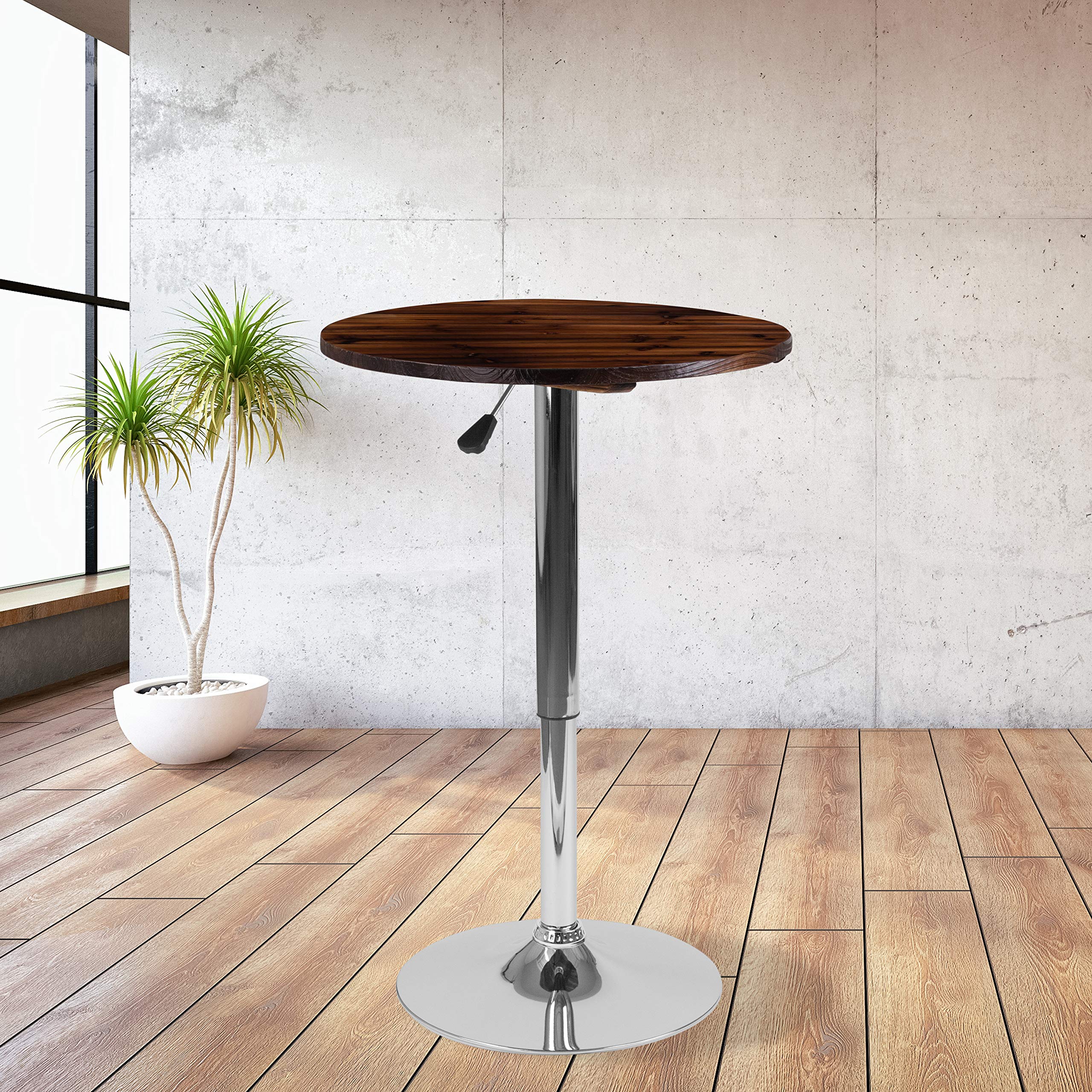 EMMA + OLIVER 23.5" Round 26.25" - 35.5" Adjustable Height Wood Table