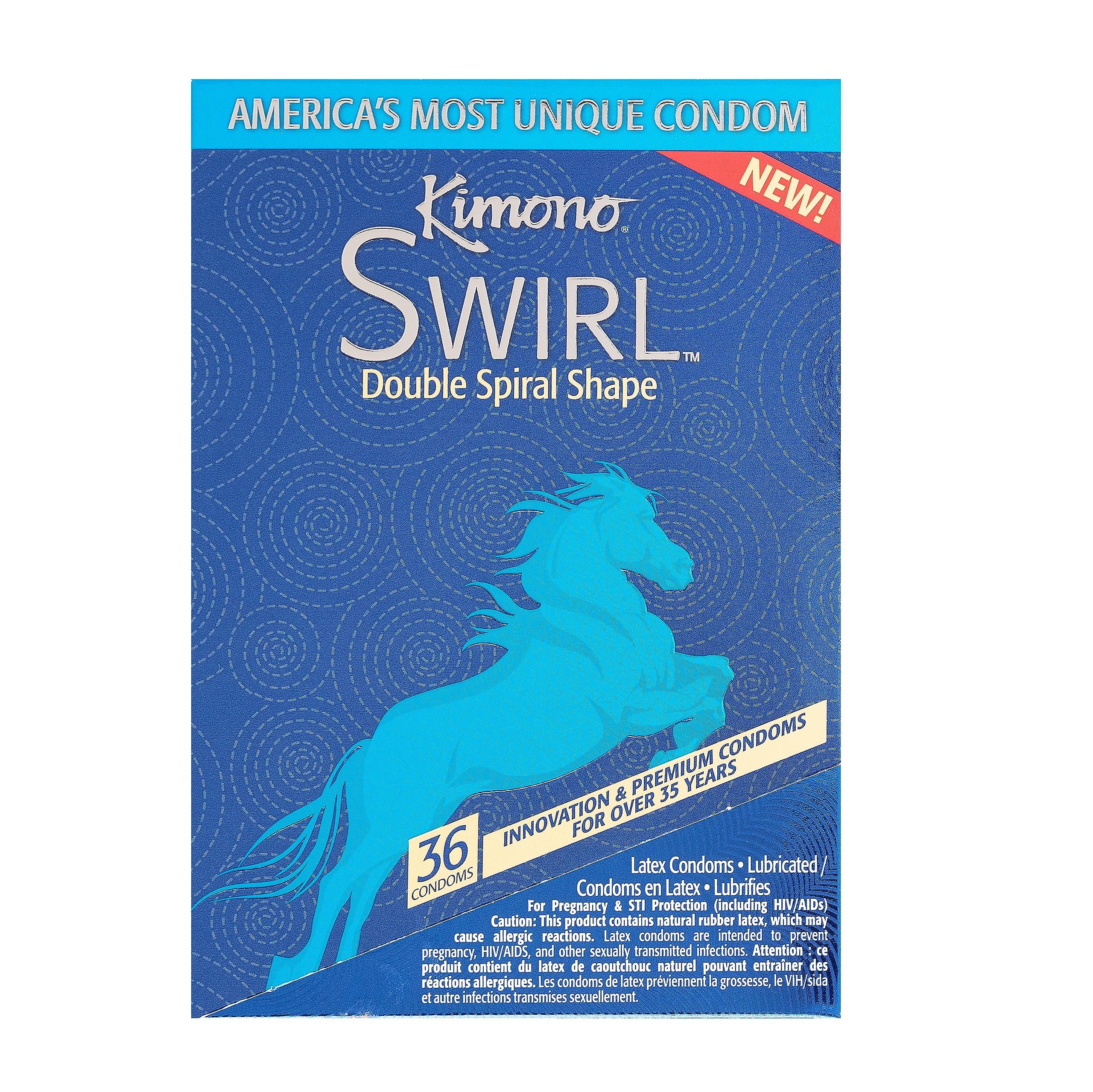 Condoms Pack of 36 - Double-Helix, Twisting Shape, Condom Innovation, Extreme Sensations, More Comfort, Lubricated, with Reservoir Tip, Natural Latex Condoms, Vegan, No Latex Odor