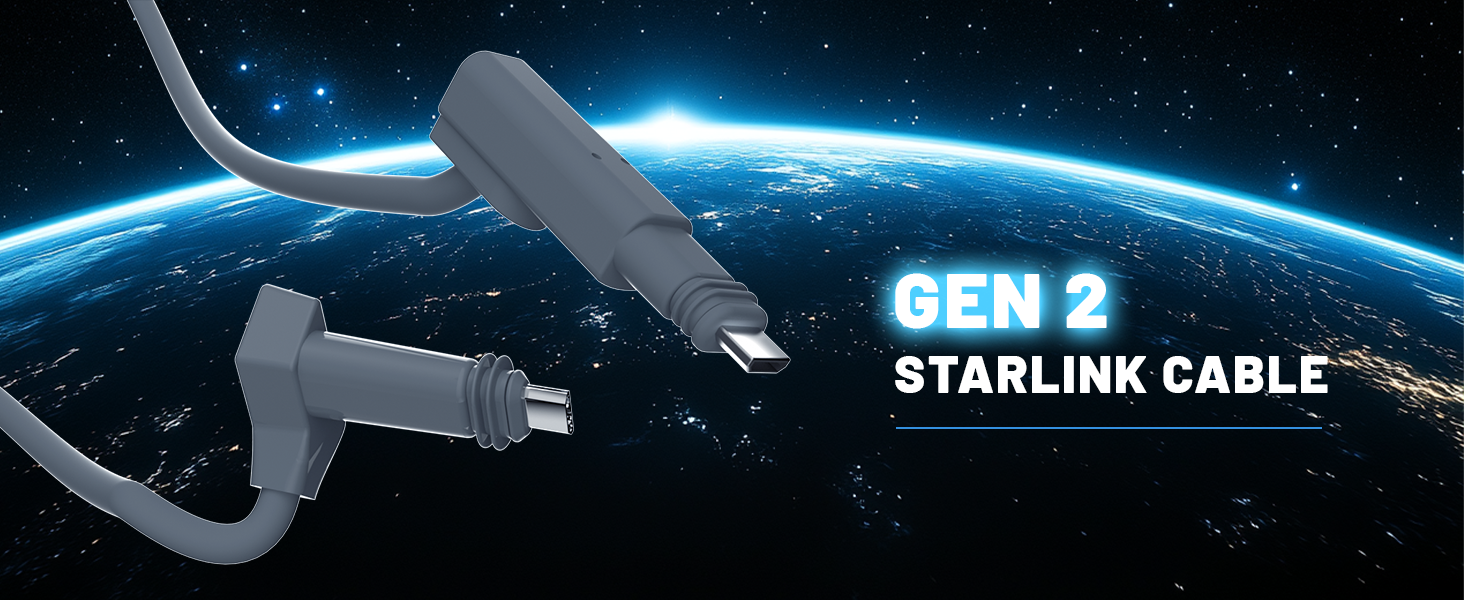 Starlink Cable 50FT Compatible With Starlink Actuated Gen 2 Replacement Cable For Starlink Rectangular Satellite V2 Waterproof With End Caps Gray 50ft 15m