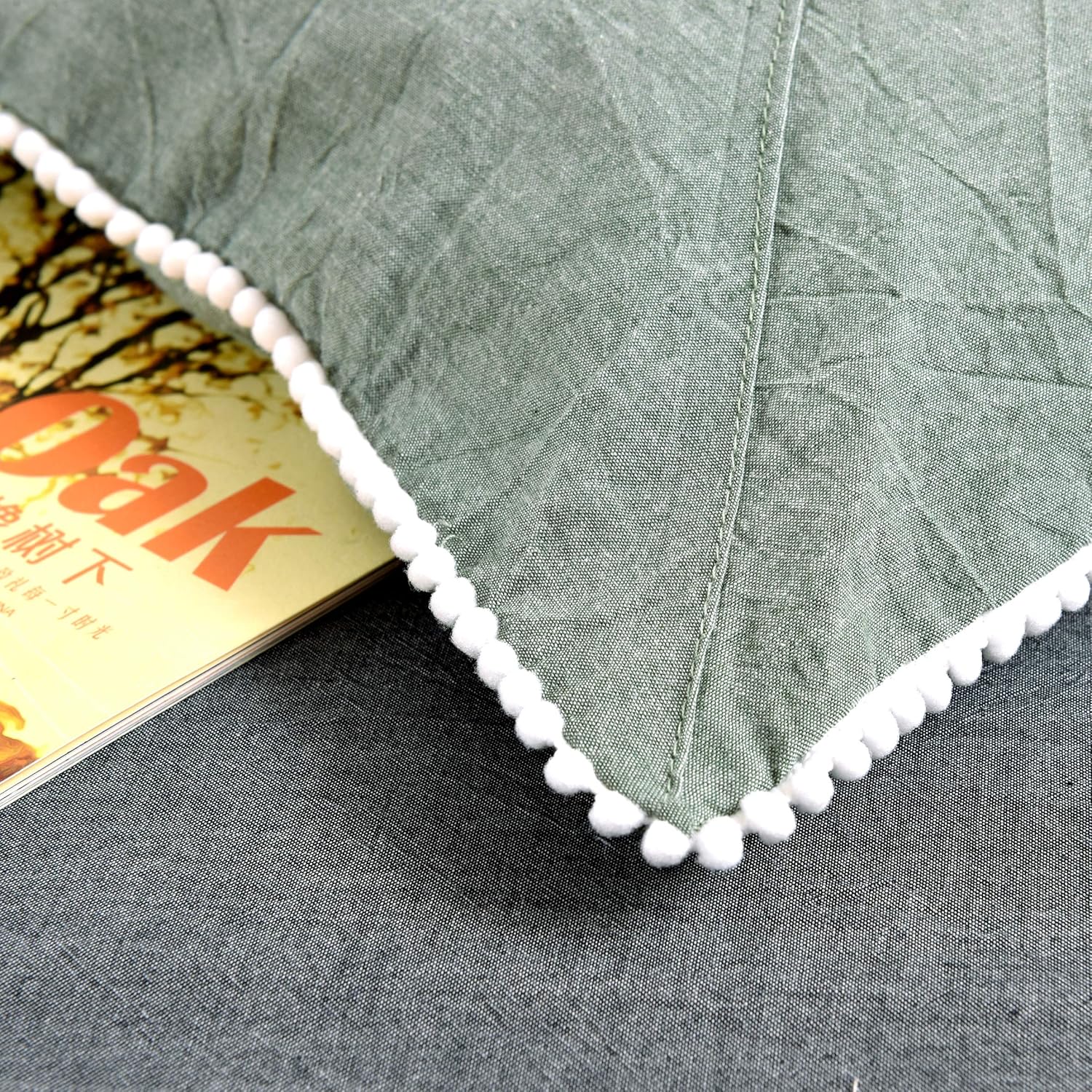 🛒 Flаѕh Sаlе 3 Pieces Duvet Cover Set Queen 100% Washed Cotton 1 Duvet Cover with Zipper and 2 Pillowcases, Ultra Soft and Easy Care Breathable Cozy Simple Style Bedding Set (Green)