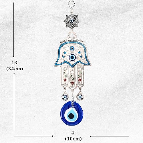 Miniatura 2 de Adorno colgante de pared de mano de madre Hamsa azul turco de Fátima contra el mal de ojo, amuleto de cuentas de nazar turco, regalo de amuleto de