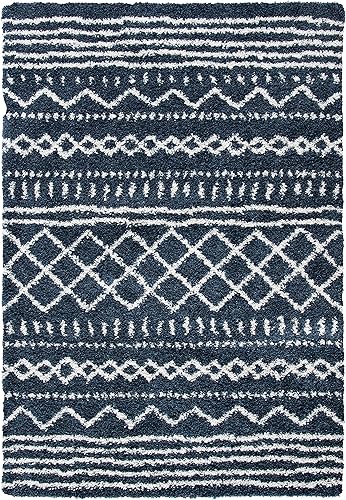 Miniatura 3 de SAFAVIEH Colección Arizona Shag ASG741L Tapete de área, 1.6 pulgadas de grosor, diseño marroquí, no desprende pelusa, de fácil cuidado, para sala o