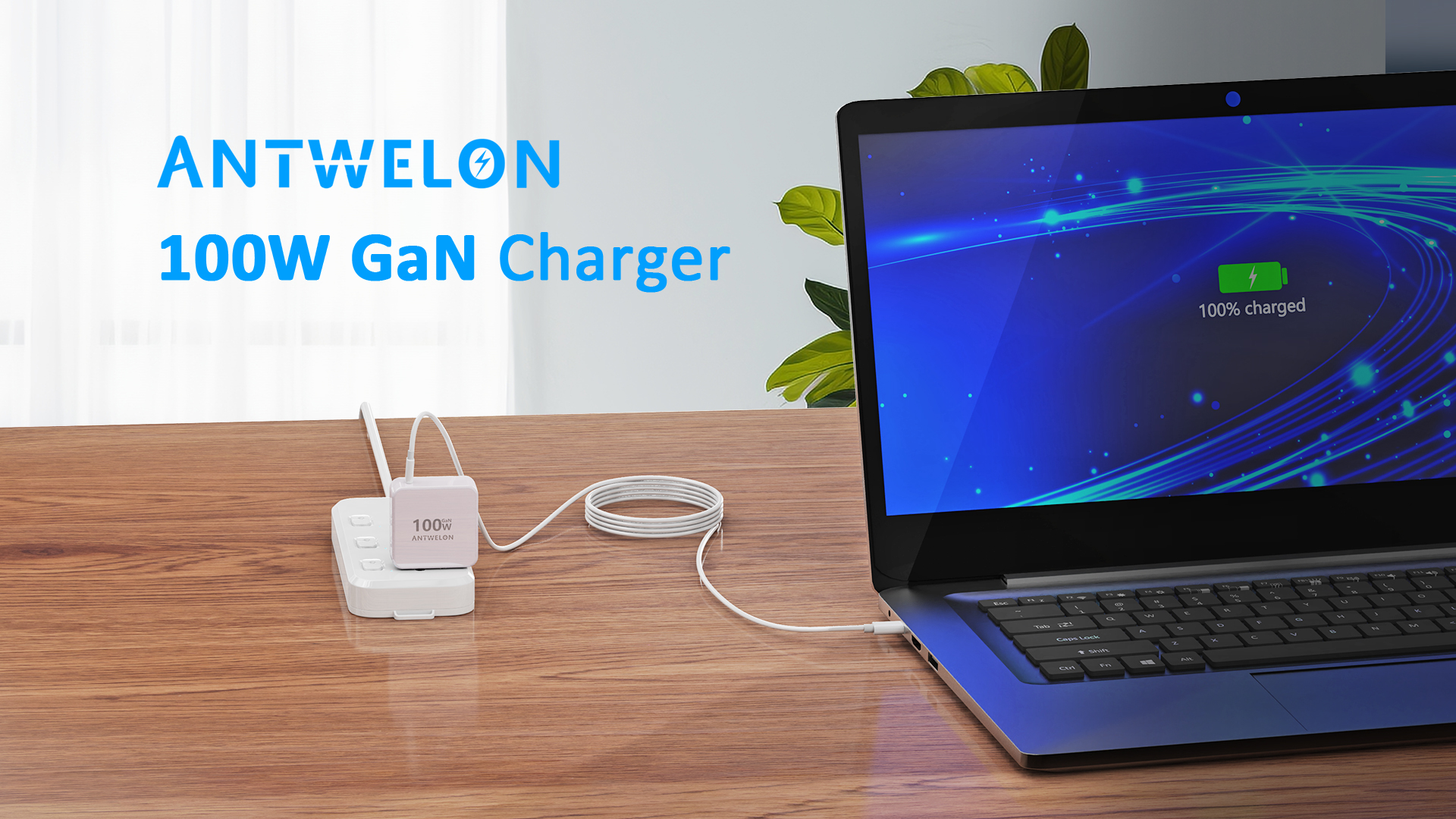 ANTWELON 100W USB C oplader GAN voeding type C voor MacBook Pro 16 15 14 inch, MacBook Air, iPad Pro, Galaxy S24 S23, Dell XPS, HP, Lenovo Thinkpad Yoga, laptop, tablet (geel