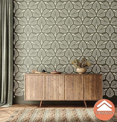 Miniatura 3 de STENCILOGY® / Danubio - Plantilla de pared XL de 23 "x 38", hoja de palma, plantillas de pared grandes para pintura, plantilla de pared floral grande