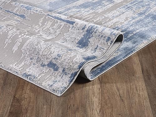 Miniatura 6 de Abani Rugs - Alfombra decorativa de 6 x 9 pies, diseño abstracto azul y gris, estilo rústico y contemporáneo, estilo moderno, colección Vista