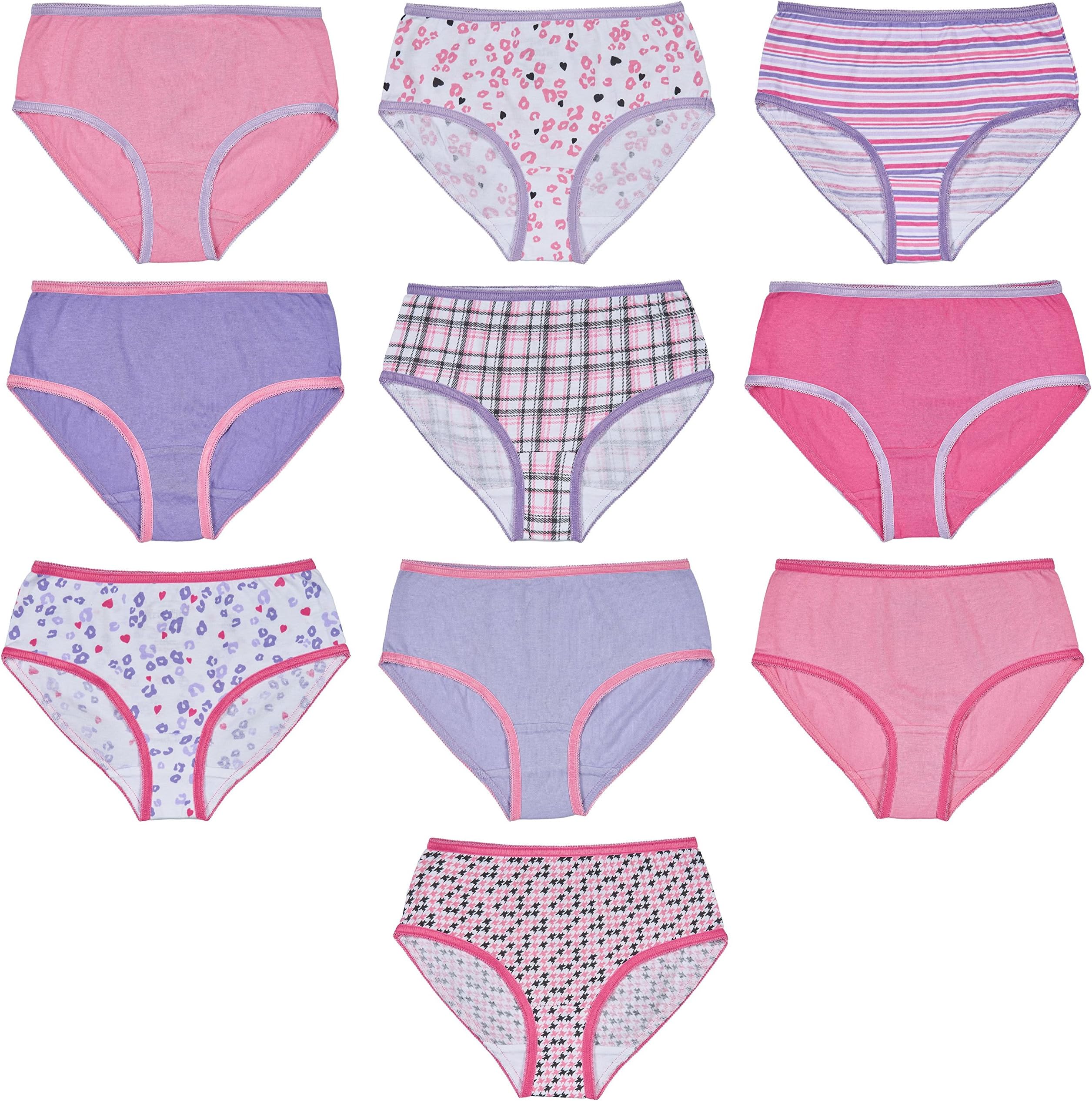 Girls 100% Cotton Colorful Briefs Panties (Pack of 10)