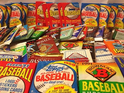100 Vintage Baseball Cards in Old Sealed Wax Packs -