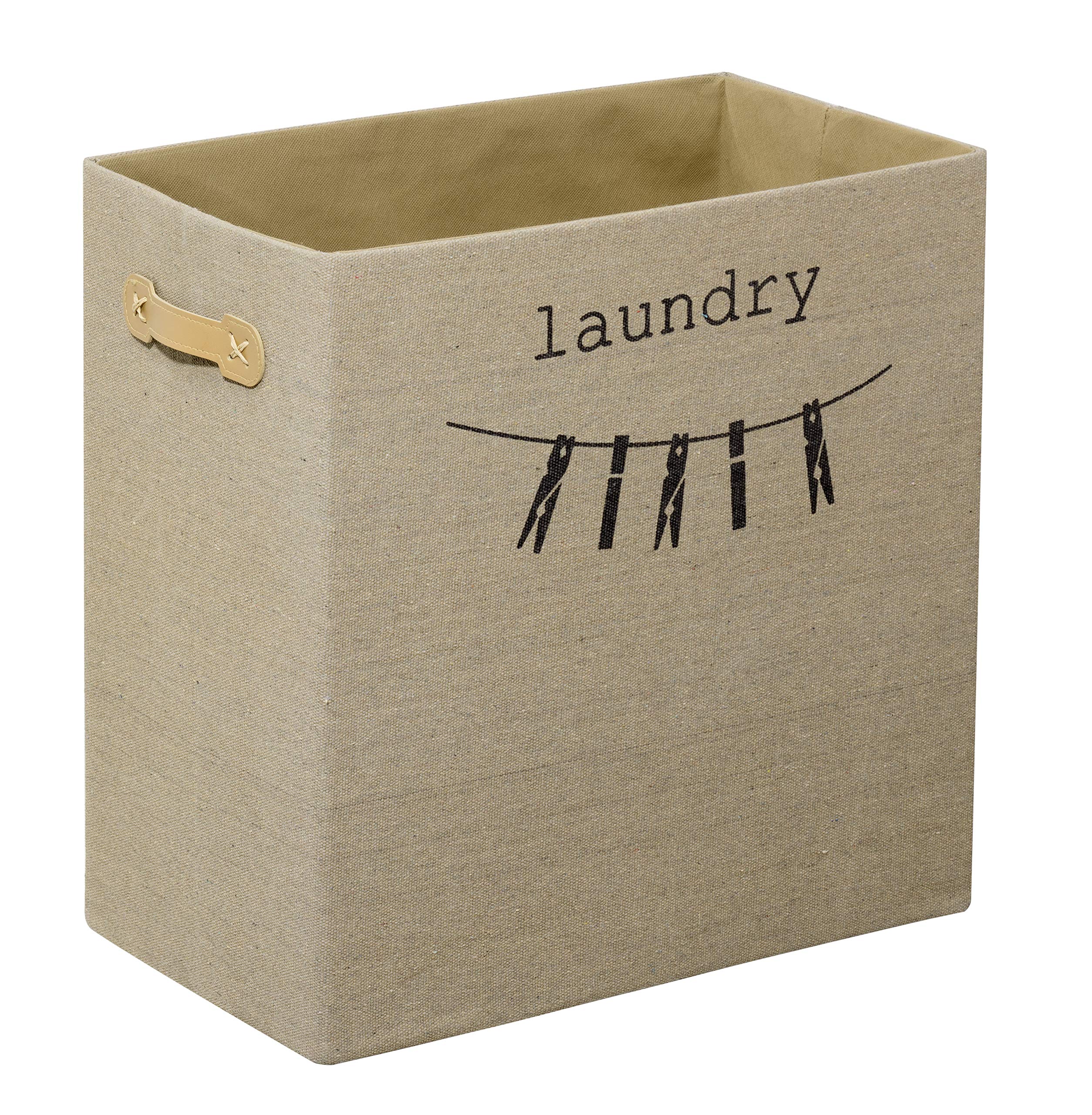FACKELMANN Wäschebox/Faltbare Box in Leinen-Optik/dekorative Wäschebox mit Aufdruck/Maße (B x H x T): ca. 45 x 45 x 25 cm/Farbe: Beige/passend Schränke mit min. 45 cm Breite